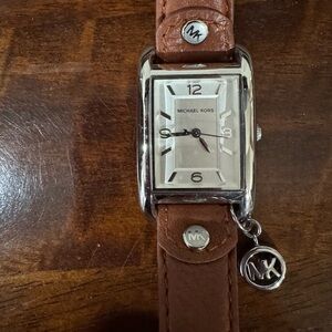 Michael Kors Silver and Brown Leather Watch
